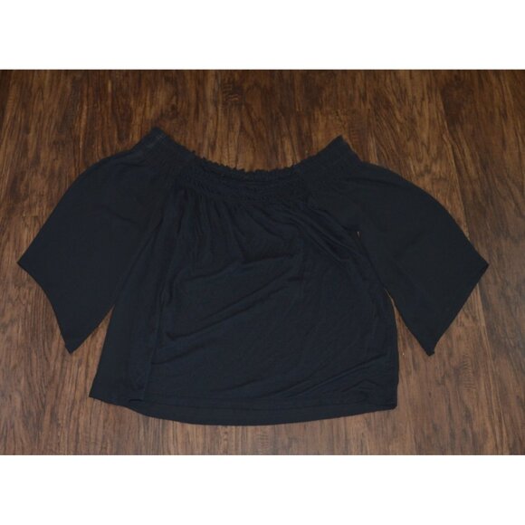 Loft Women’s Size Small Black Off Shoulder Flowy Blouse Top Pullover Stretch - Picture 1 of 7